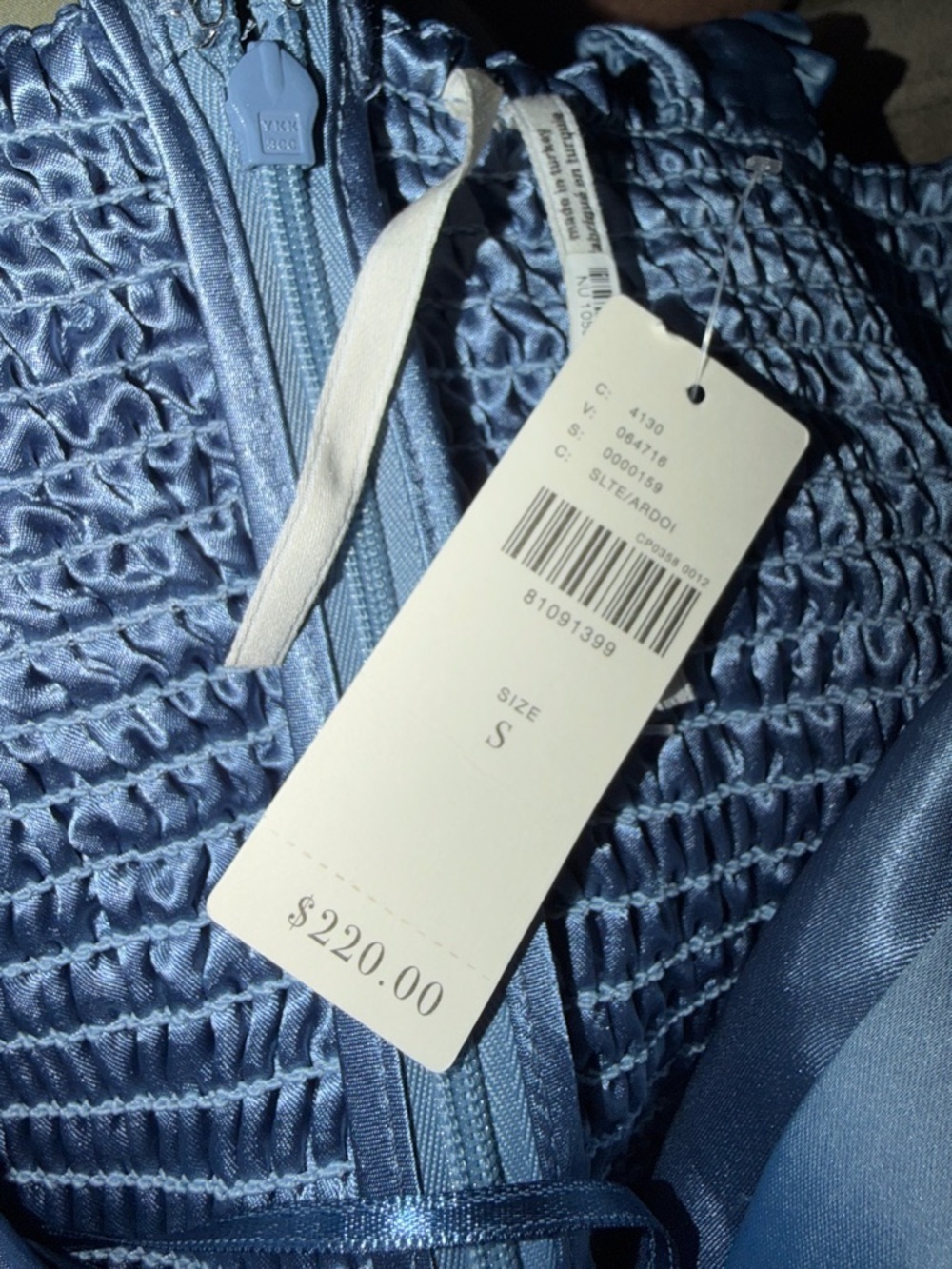 Anthropologie Ruched Sweetheart Dress Slate Blue NEW Midi Wrap Slit Sleeveless - Picture 5 of 5